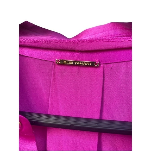 Elie Tahari Pink Passion Silk Blouse with Floral Collar | Size: S - Picture 4 of 16